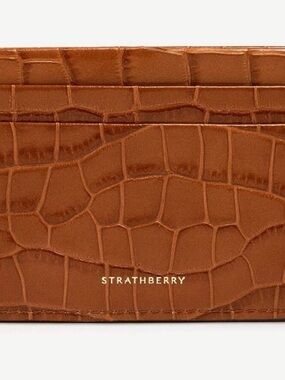 Strathberry Tan Croc-Embossed Card Holder
